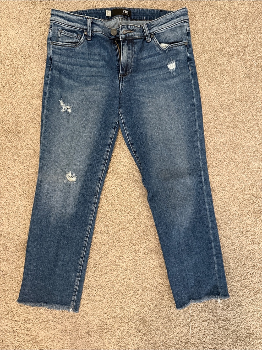 Kut from the Kloth Distressed Cropped Jeans - Denim Blue